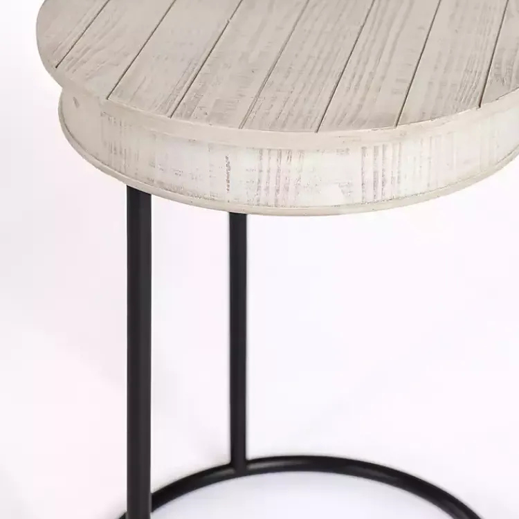 Accent & End Tables-Kirklands Home Round Savannah Wood and Metal C-Table White
