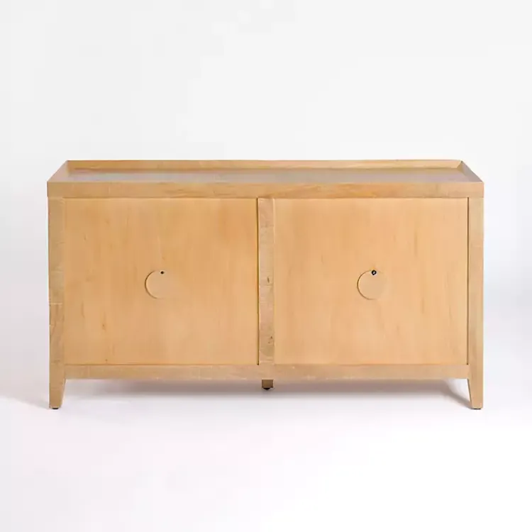 Cabinets & Sideboards-Kirklands Home Natural Wood Hughes Sliding Door Cabinet Tan