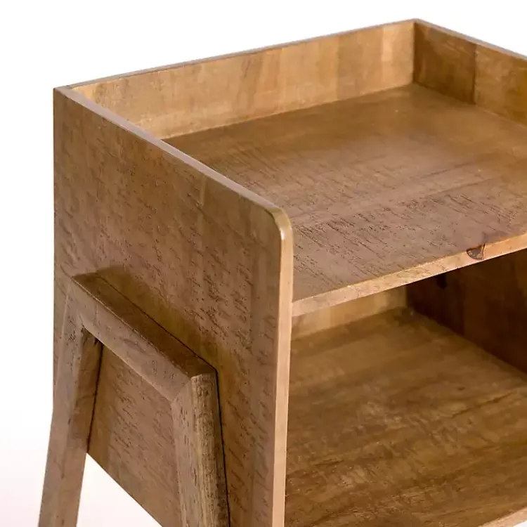 Accent & End Tables-Kirklands Home Natural Mango Wood Cubby Side Table Brown