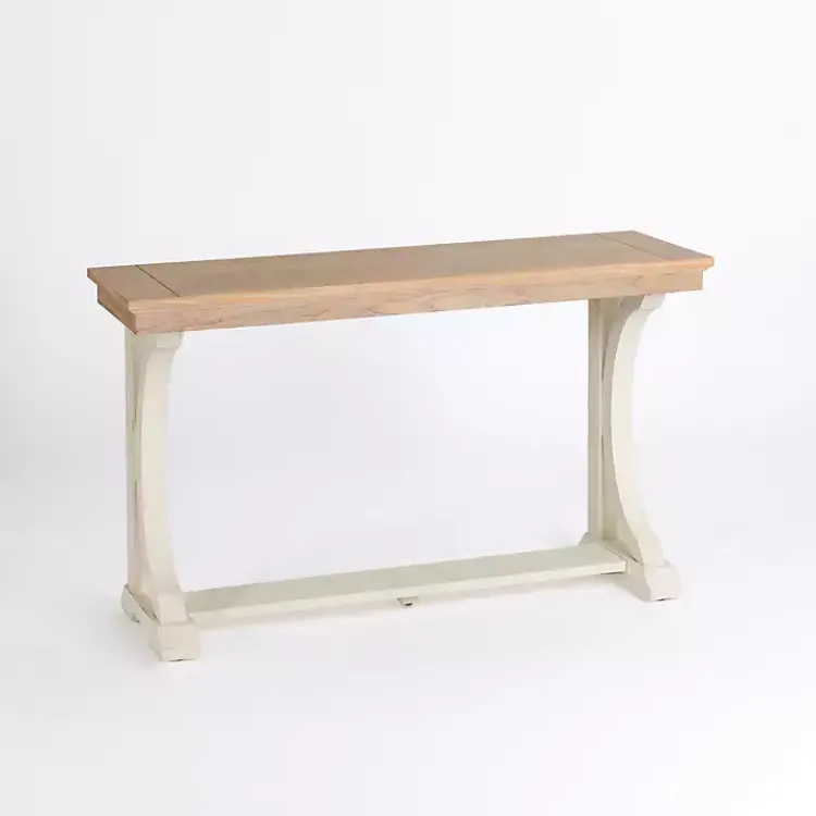 Console Tables-Kirklands Home Natural & Cream Wood Bristol Console Table Tan