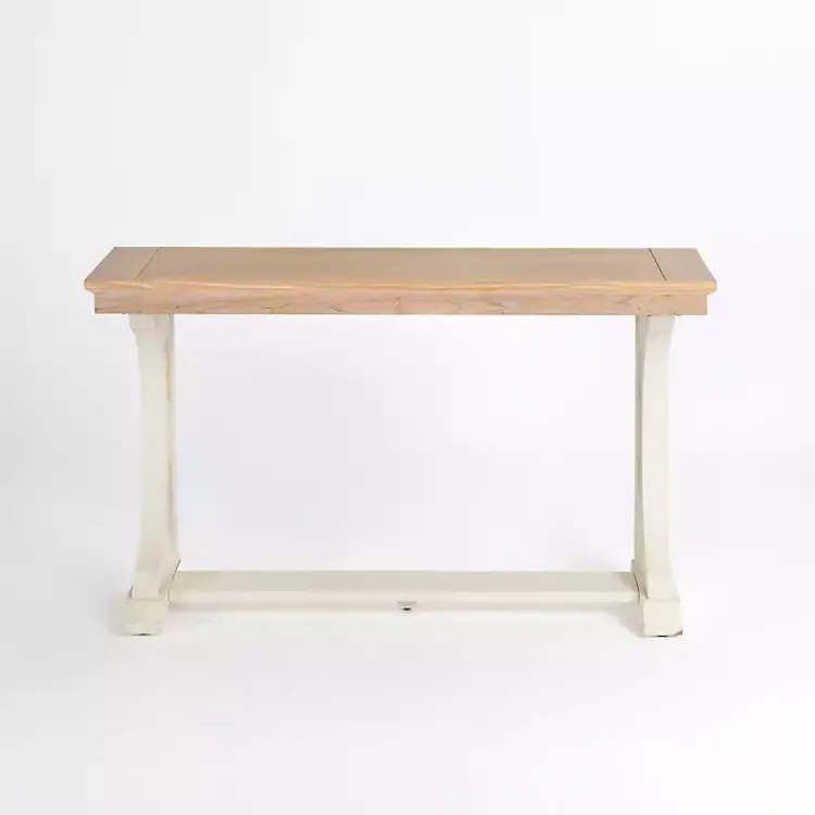 Console Tables-Kirklands Home Natural & Cream Wood Bristol Console Table Tan