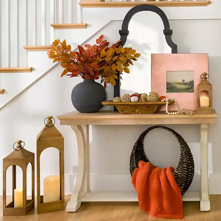 Console Tables-Kirklands Home Natural & Cream Wood Bristol Console Table Tan