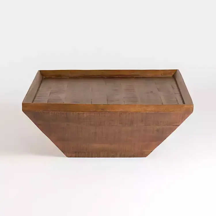 Coffee Tables-Kirklands Home Mango Wood Walnut Angled Square Coffee Table Brown