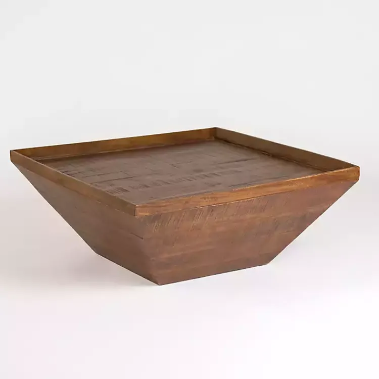 Coffee Tables-Kirklands Home Mango Wood Walnut Angled Square Coffee Table Brown