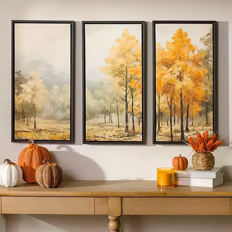 Canvas Art-Kirklands Home Autumn Treeline Framed Canvas Art Prints, Set of 3 Multi