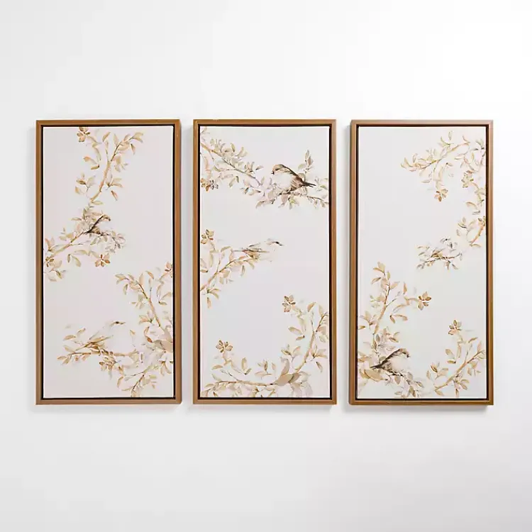 Canvas Art-Kirklands Home Neutral Birds Framed Canvas Art Prints, Set of 3