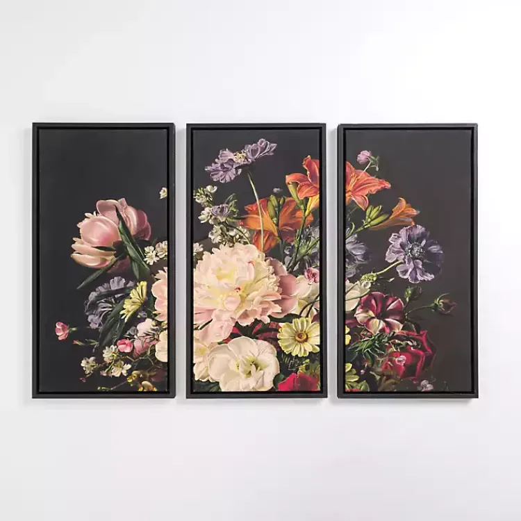 Canvas Art-Kirklands Home Bold Bouquet Framed Art Prints, Set of 3 Multi
