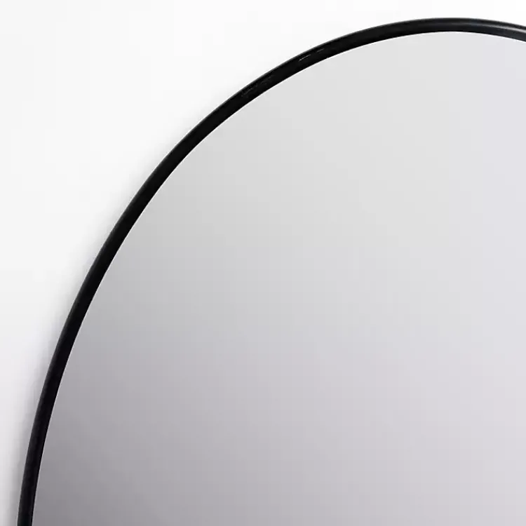 Framed Mirrors-Kirklands Home Oval Black Nouveau Linear Wall Mirror