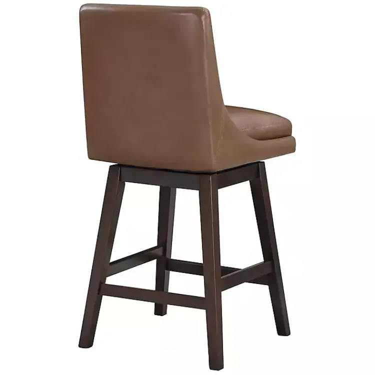 Bar Stools & Counter Height Stools-Kirklands Home Faux Leather Alli Swivel Counter Stool Brown