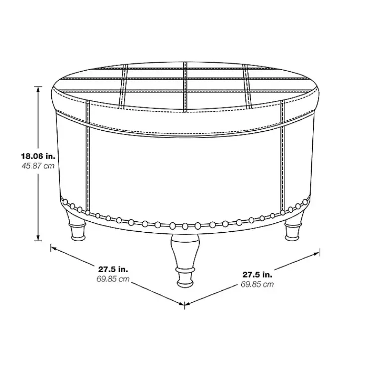 Benches & Ottomans-Kirklands Home Cream Leather Antique Nailhead Storage Ottoman Ivory