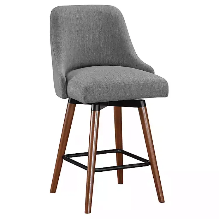 Bar Stools & Counter Height Stools-Kirklands Home Charcoal Mid-Century Modern Swivel Counter Stool Gray