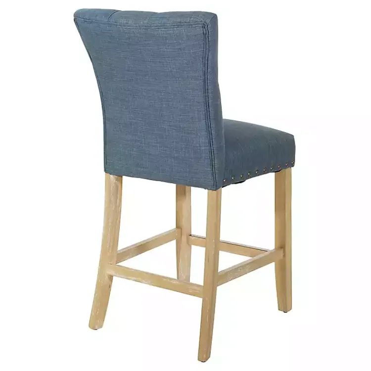 Bar Stools & Counter Height Stools-Kirklands Home Indigo Tufted Nailhead Counter Stools, Set of 2 Blue