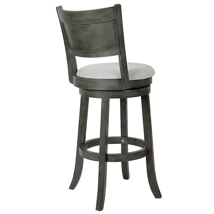 Bar Stools & Counter Height Stools-Kirklands Home Antique Gray Upholstered Swivel Bar Stool Ivory