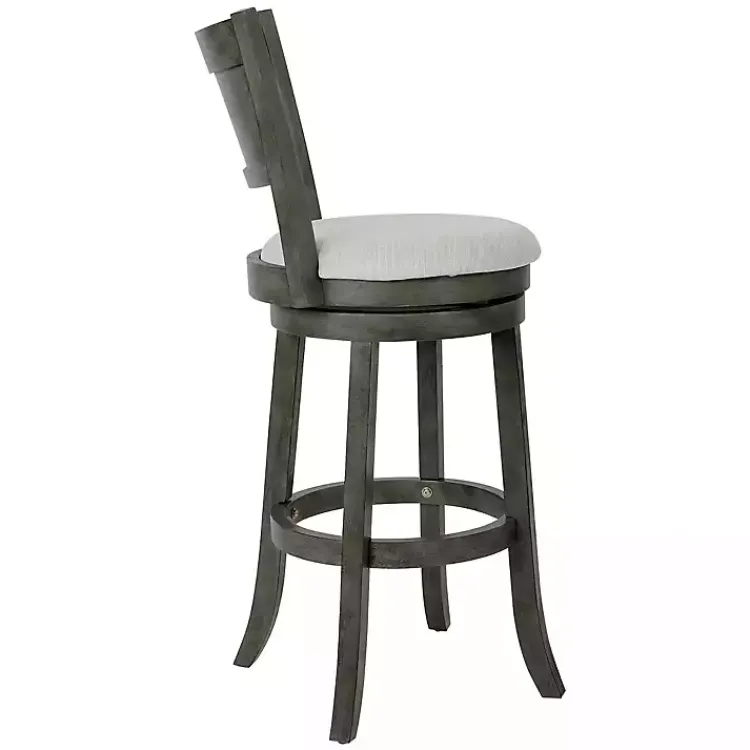 Bar Stools & Counter Height Stools-Kirklands Home Antique Gray Upholstered Swivel Bar Stool Ivory
