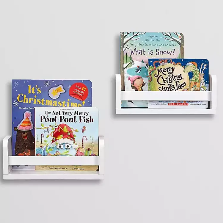 Shelves-Kirklands Home White Wood Wall Bookshelves, Set of 2