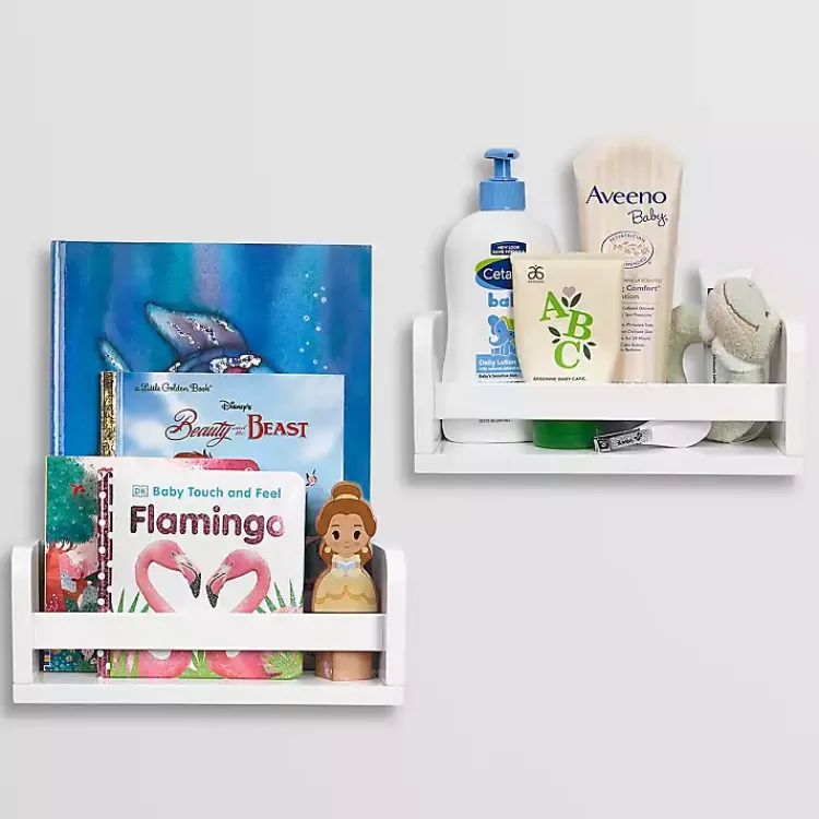 Shelves-Kirklands Home White Wood Wall Bookshelves, Set of 2