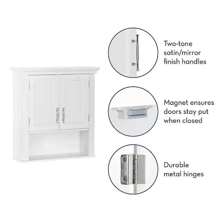 Wall Storage-Kirklands Home Wood 2-Door Open Shelf Wall Cabinet White