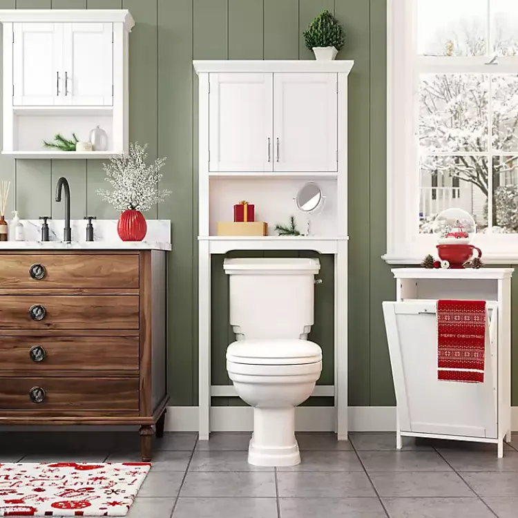 Wall Storage-Kirklands Home Wood 2-Door Open Shelf Wall Cabinet White