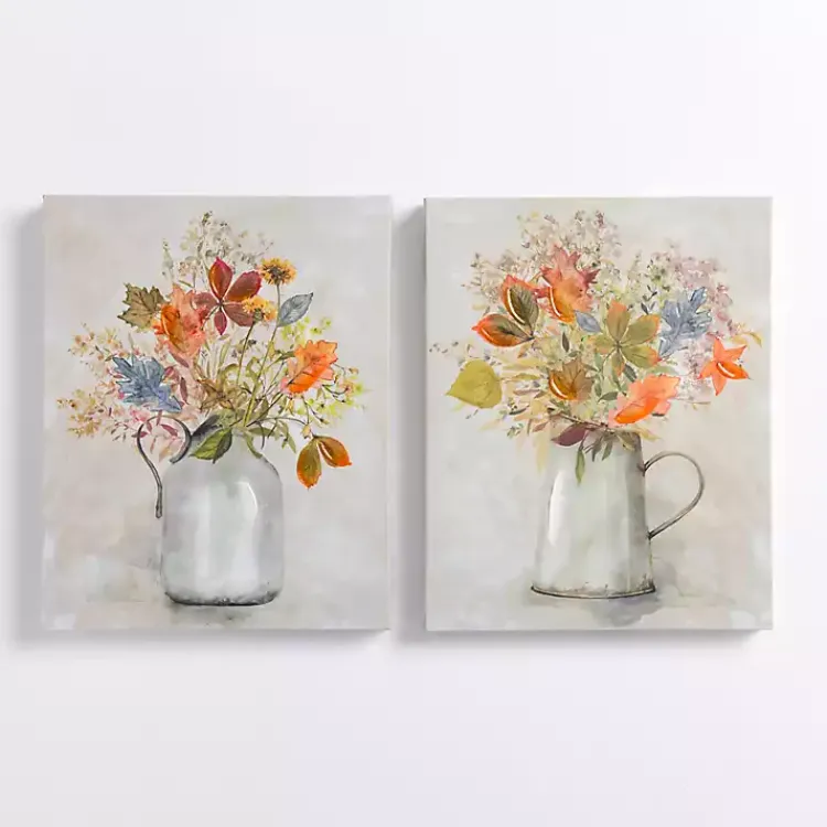 Canvas Art-Kirklands Home Floral Pitcher Canvas Art Prints, Set of 2
