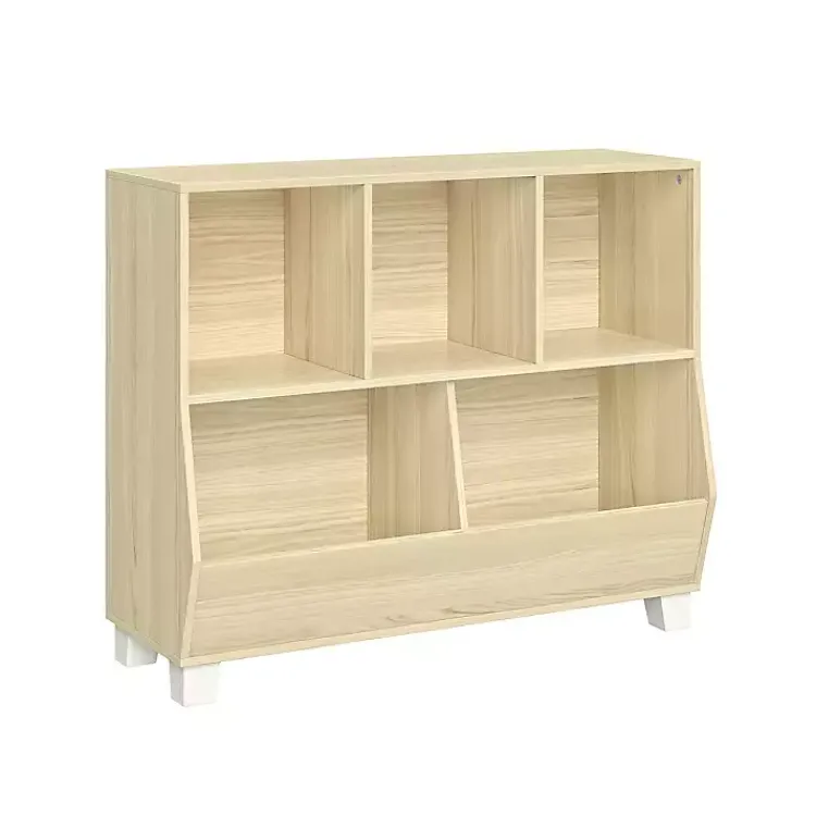 Bookshelves-Kirklands Home Light Woodgrain Multi Cubby Organizer Bookshelf Tan
