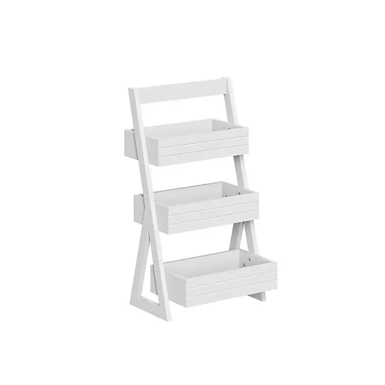 Bathroom Furniture-Kirklands Home Tiered 3-Shelf Bathroom Shelves White