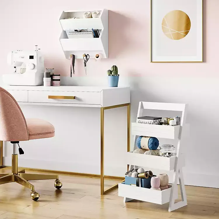 Bathroom Furniture-Kirklands Home Tiered 3-Shelf Bathroom Shelves White