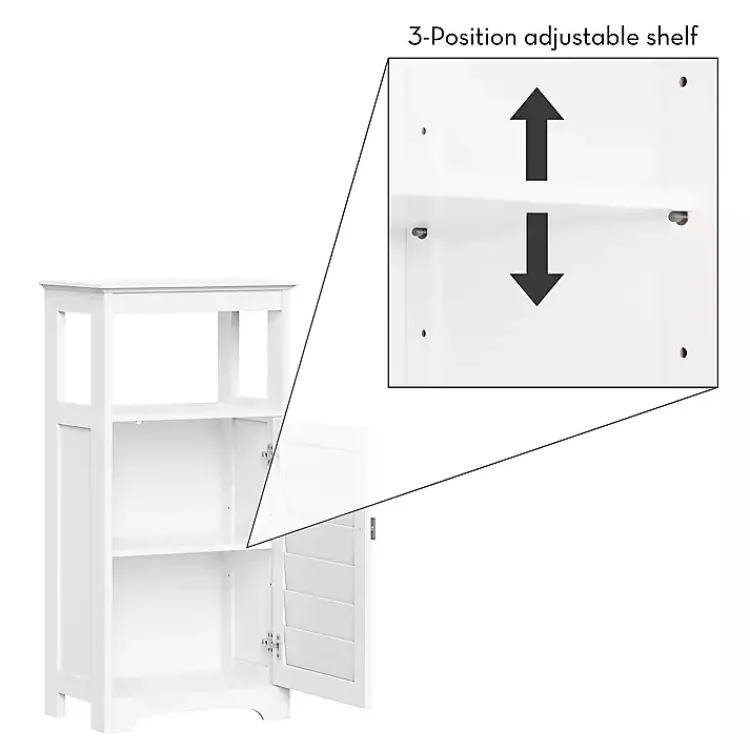 Bathroom Furniture-Kirklands Home Shutter Single Door Storage Cabinet White
