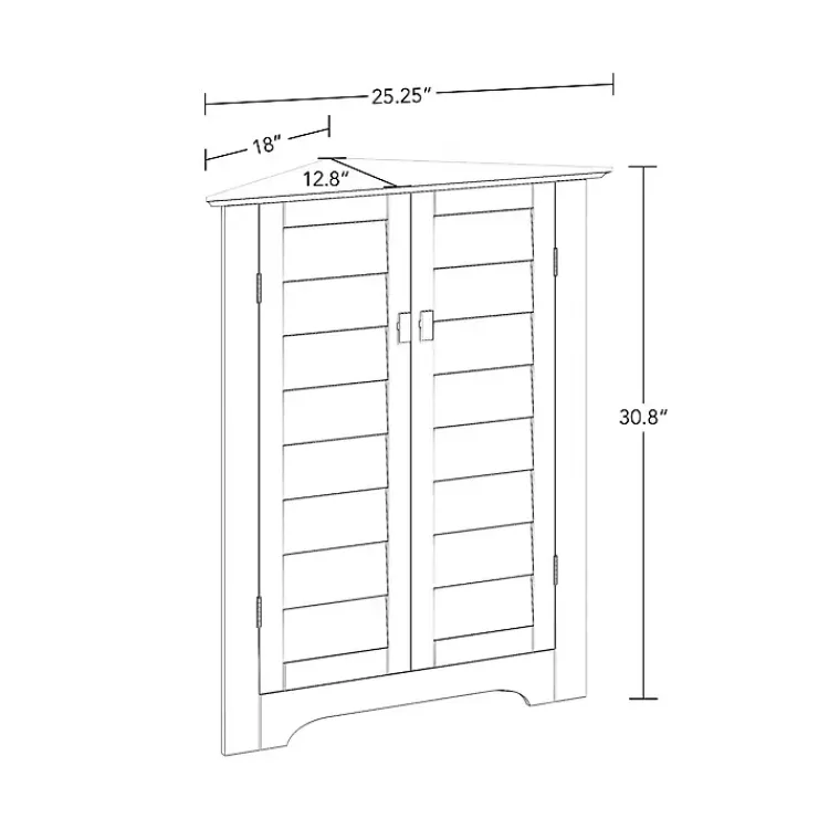 Bathroom Furniture-Kirklands Home Shutter Two Door Corner Storage Cabinet White
