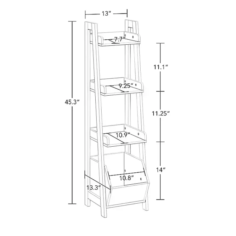 Bathroom Furniture-Kirklands Home 4-Tier Small Ladder Shelf White