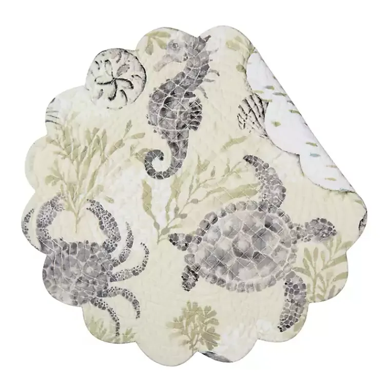 Table Linens-Kirklands Home Coastal Quilted Round Placemats, Set of 6