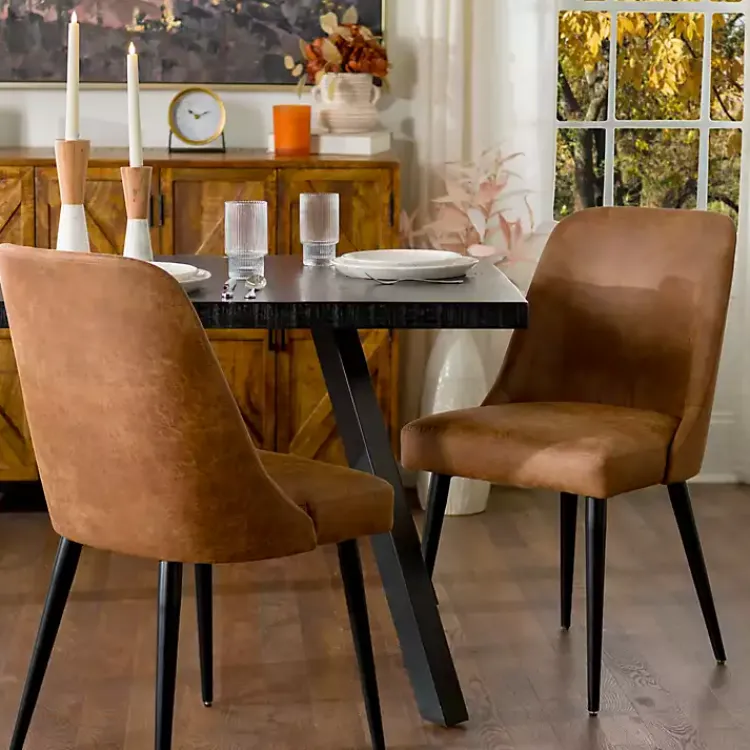 Dining Chairs-Kirklands Home Wyatt Faux Leather Dining Chair Brown