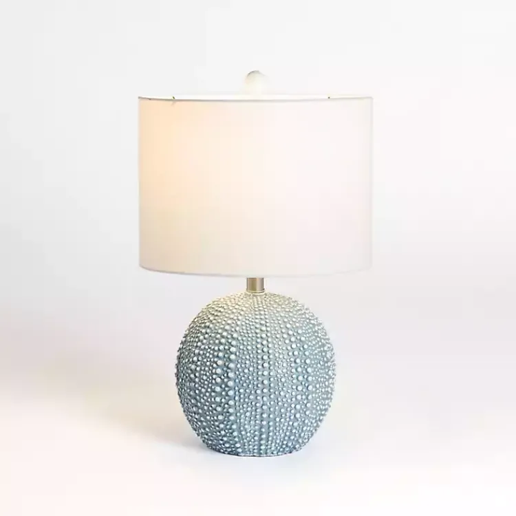 Table Lamps-Kirklands Home Sea Blue Round Textured Table Lamp White