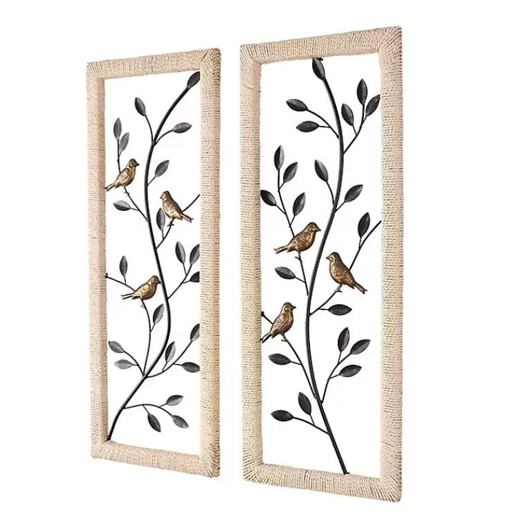 Wall Plaques-Kirklands Home Bronze Bird and Branch Wall Plaques, Set of 2