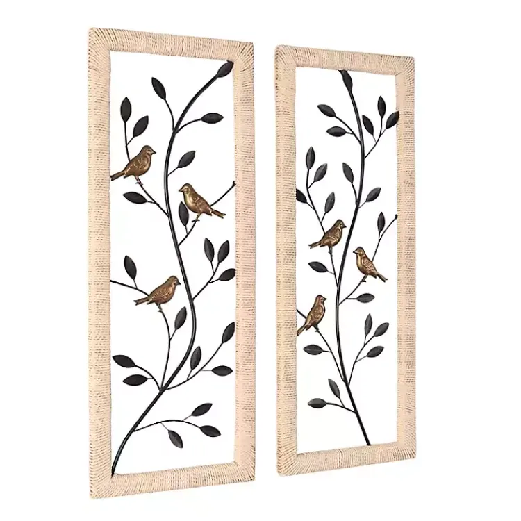 Wall Plaques-Kirklands Home Bronze Bird and Branch Wall Plaques, Set of 2