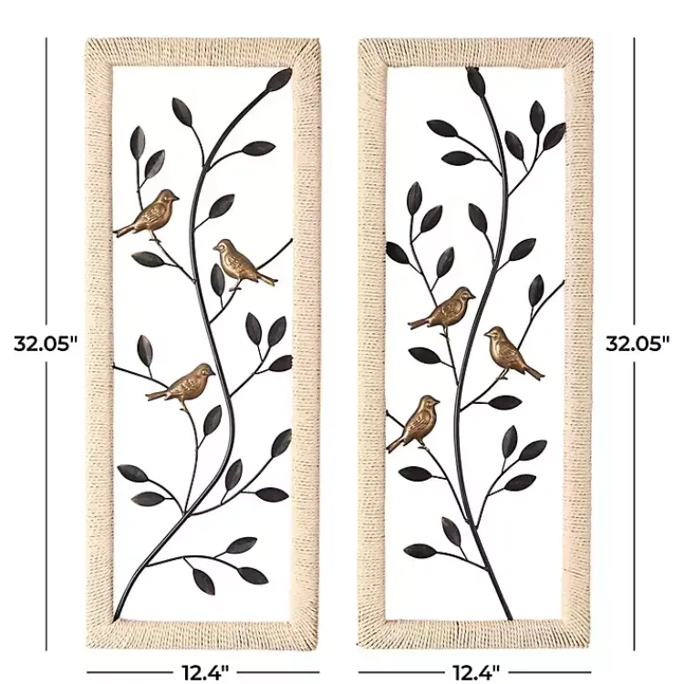 Wall Plaques-Kirklands Home Bronze Bird and Branch Wall Plaques, Set of 2