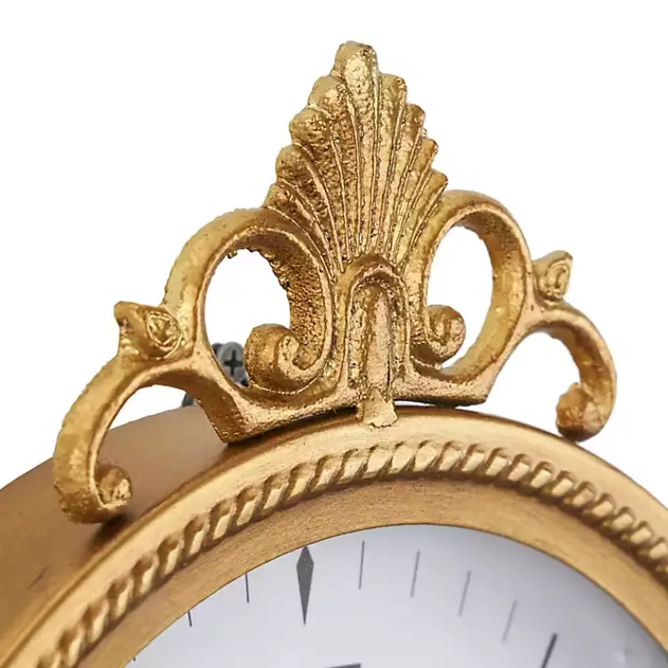 Clocks-Kirklands Home Antique Gold Metal Scroll Wall Clock