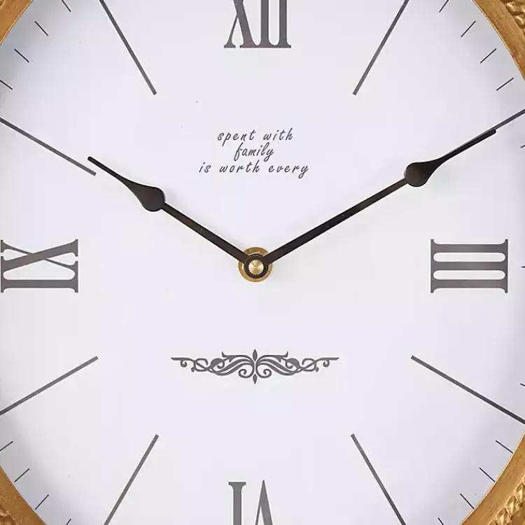 Clocks-Kirklands Home Antique Gold Metal Scroll Wall Clock