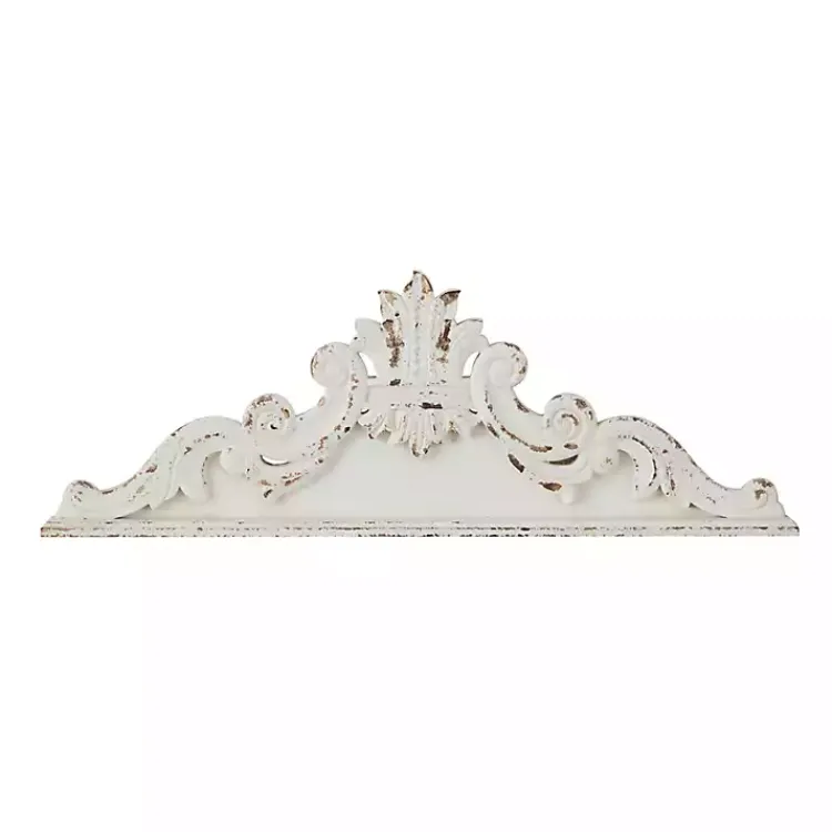 Wall Plaques-Kirklands Home Distressed Carved Arabesque Wall Plaque White