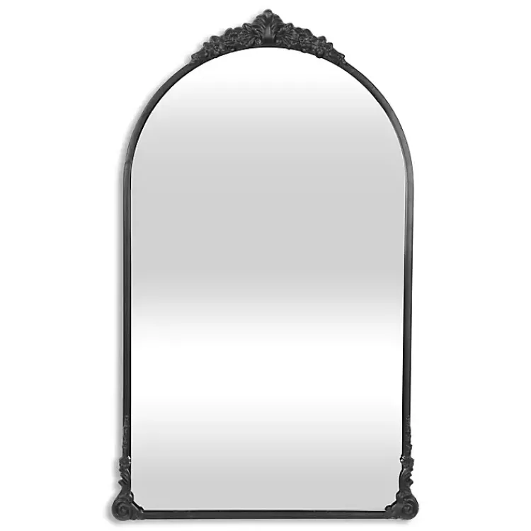 Decorative Mirrors-Kirklands Home Metal Modern Victorian Wall Mirror Black