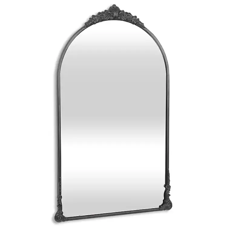 Decorative Mirrors-Kirklands Home Metal Modern Victorian Wall Mirror Black