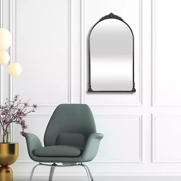 Decorative Mirrors-Kirklands Home Metal Modern Victorian Wall Mirror Black