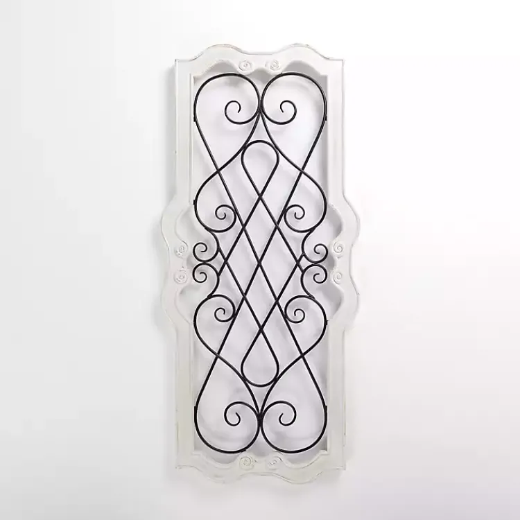 Wall Plaques-Kirklands Home Isabel White Wood and Metal Wall Plaque