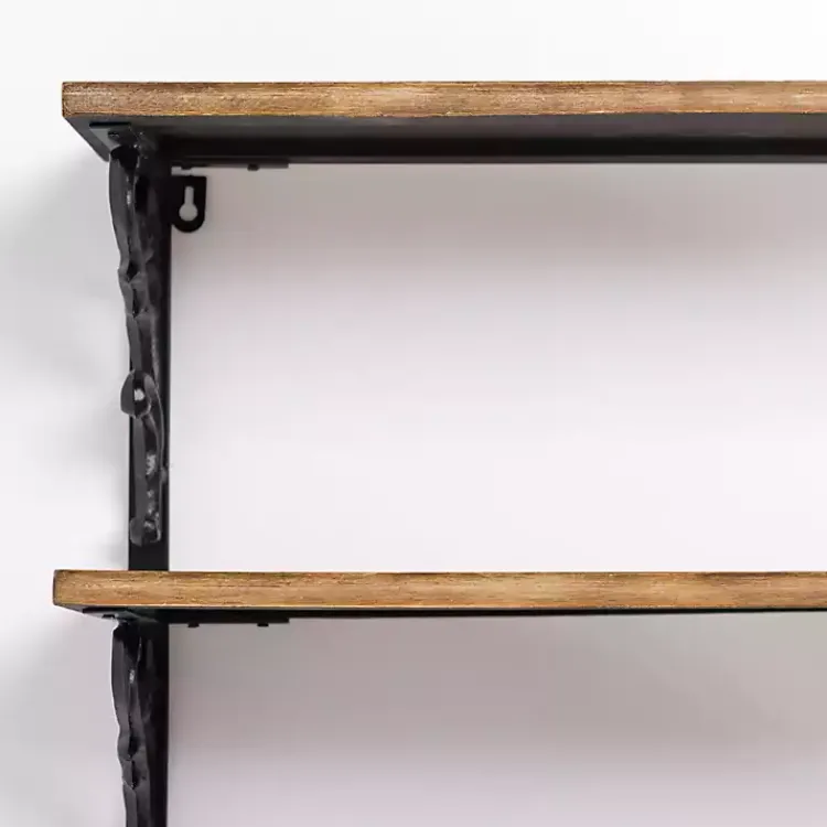Shelves-Kirklands Home Wood and Iron Scroll 3-Tier Wall Shelf