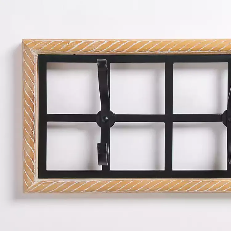 Hooks-Kirklands Home Wood and Metal Twisted Frame Hook Rack