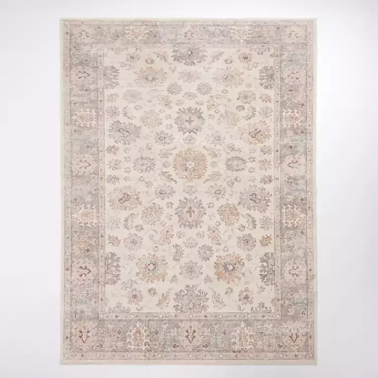 Area Rugs-Kirklands Home Kira Traditional Washable Area Rug, 5x8 Ivory