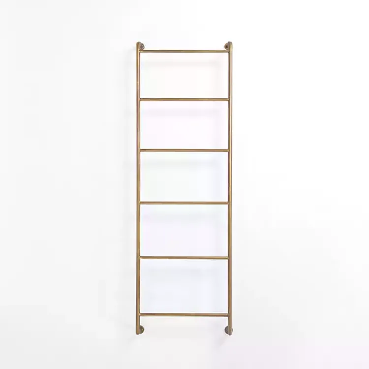 Wall Storage-Kirklands Home Antique Brass Metal Wall Ladder Gold