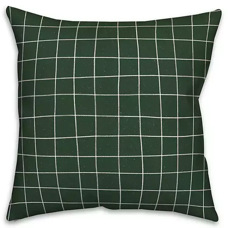 Outdoor Cushions & Pillows-Kirklands Home & White Grid Indoor/Outdoor Pillow Green