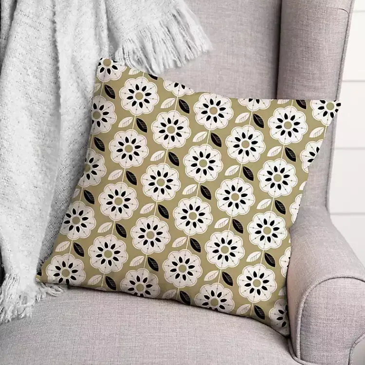 Outdoor Cushions & Pillows-Kirklands Home Gold Mod Flowers Indoor/Outdoor Pillow