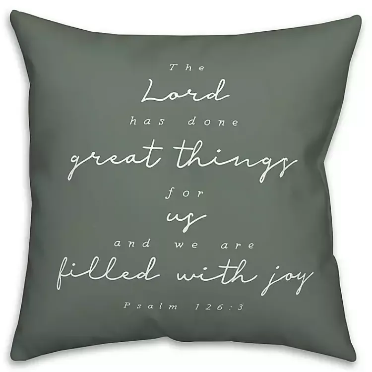 Outdoor Cushions & Pillows-Kirklands Home Psalm 126:3 Indoor/Outdoor Pillow Green