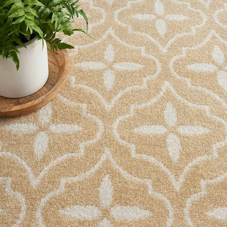 Outdoor Rugs-Kirklands Home Beige & Ivory Quatrefoil Indoor/Outdoor Runner
